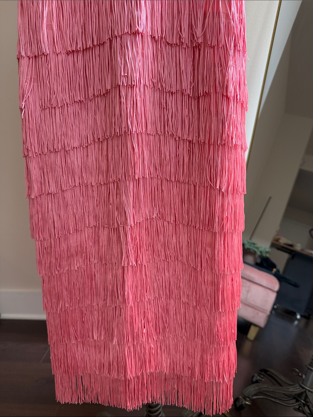 ‘Some Like It Hot’ Pink Fringe Midi Dress From Elle Rebel. Small. — image 4 of 4